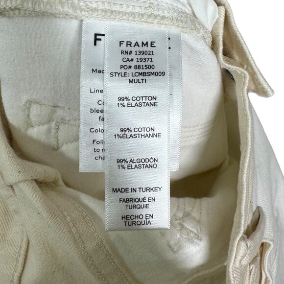 Frame Le Crop Mini Boot Jean 28 Two-Tone White Cream Color Block Casual Summer - Picture 8 of 11